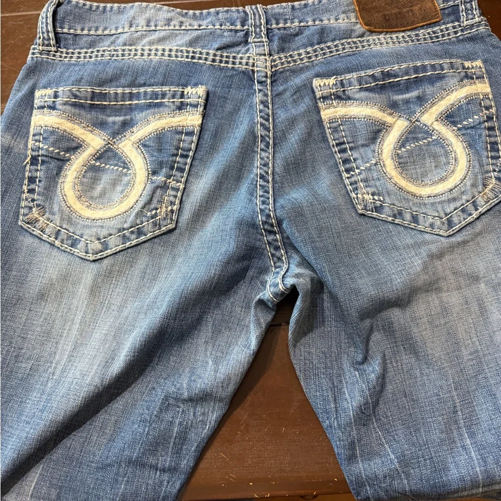 Big Star Light Blue Bootcut Jeans with Cream Contrast Pocket Stitching